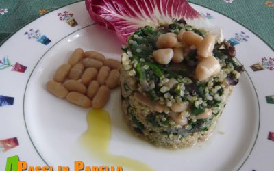 Quinoa con cannellini, spinaci e radicchio